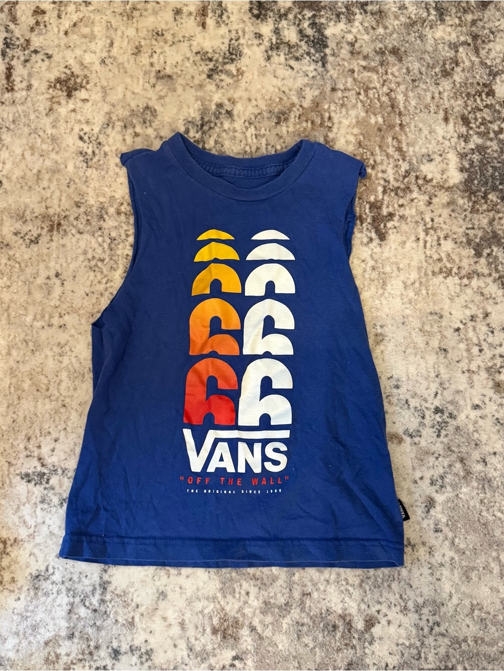 Vans Boys Blue Tank Top with Sunset Graphic